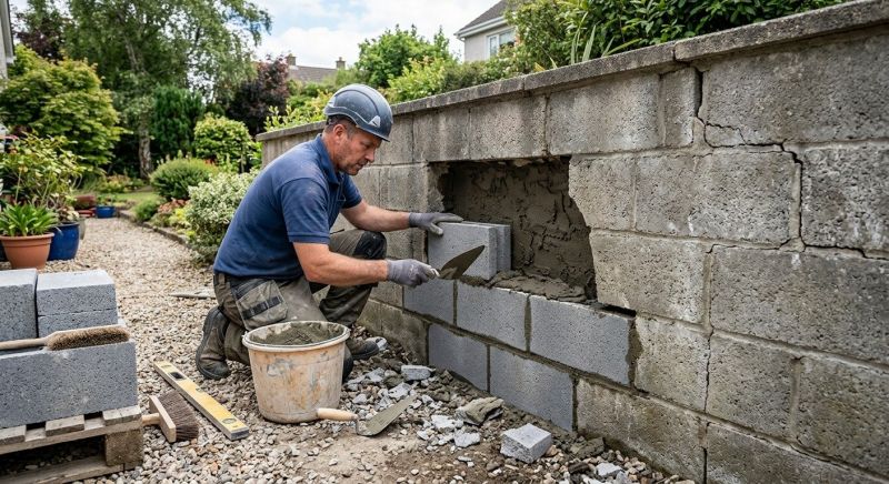 Concrete Block Wall Repair in Hernando County, FL